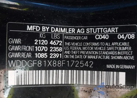 2008 Mercedes-Benz C 300 Luxury 4Matic/Sport 4Matic from USA, damaged, VIN WDDGF81X88F172542
